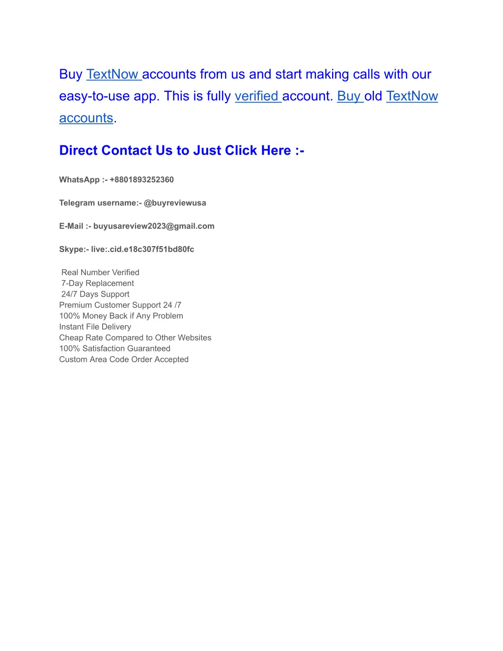 buy textnow accounts from us and start making