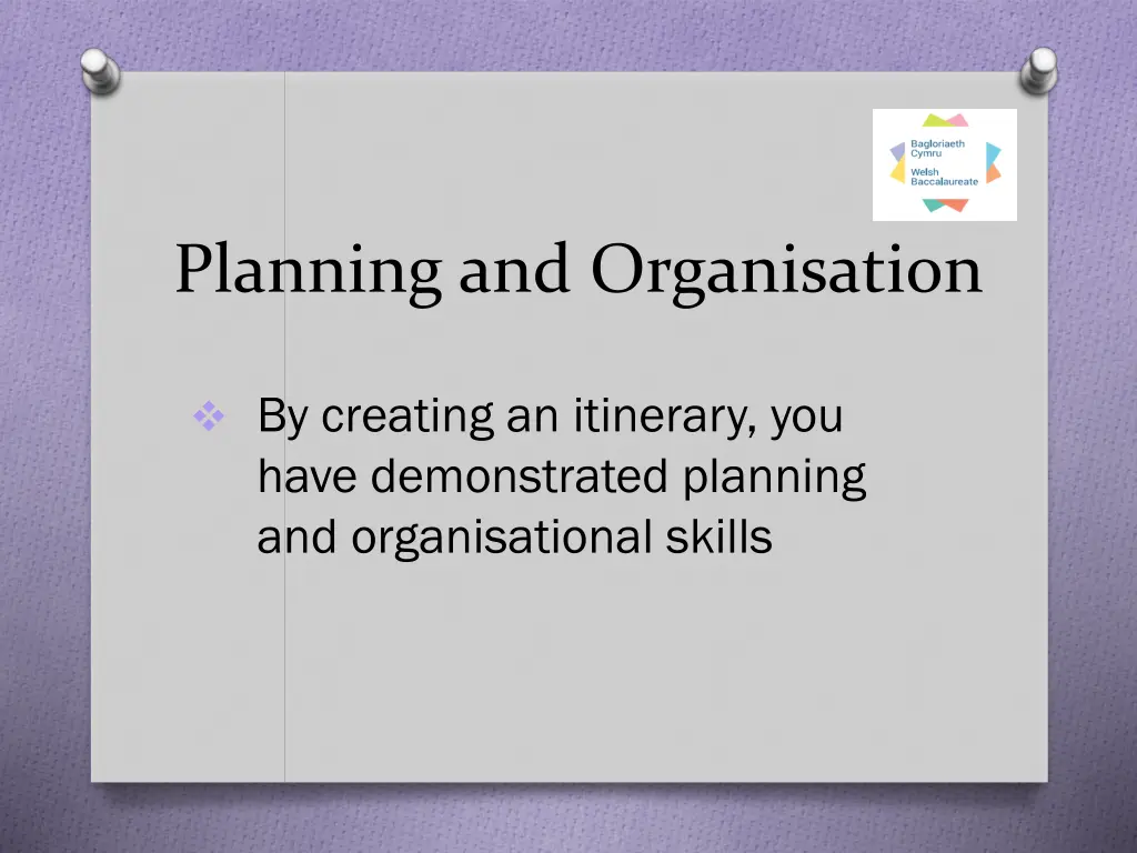 planning and organisation