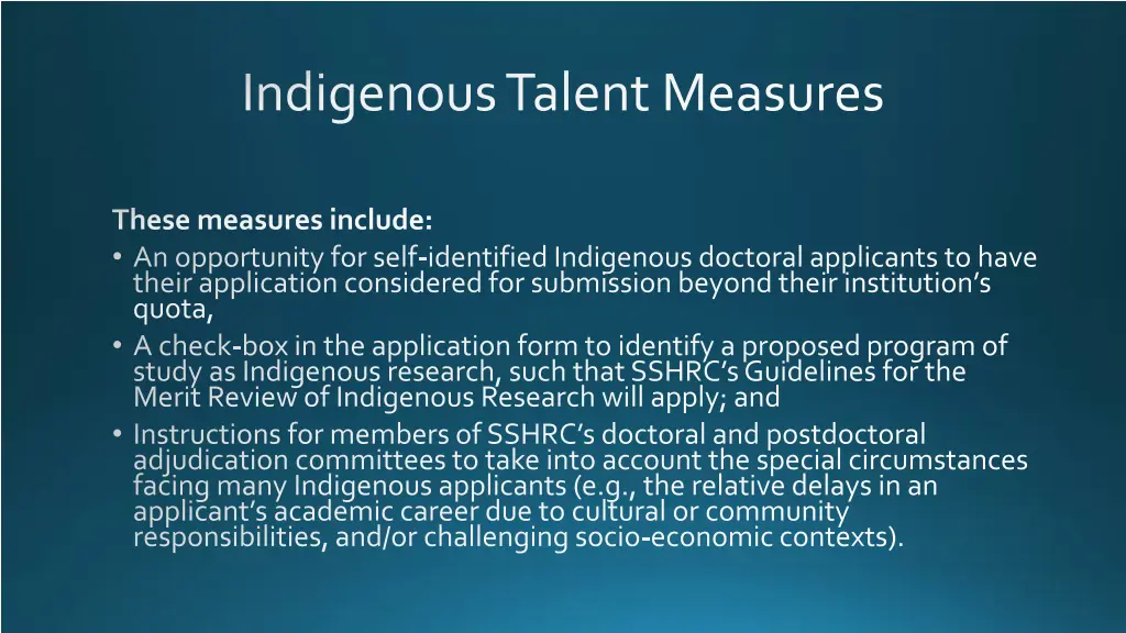 indigenous talent measures