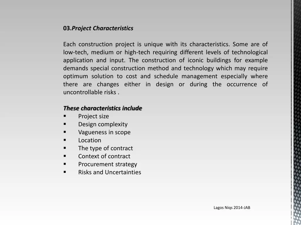 03 project characteristics