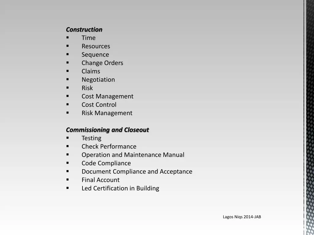 construction time resources sequence change
