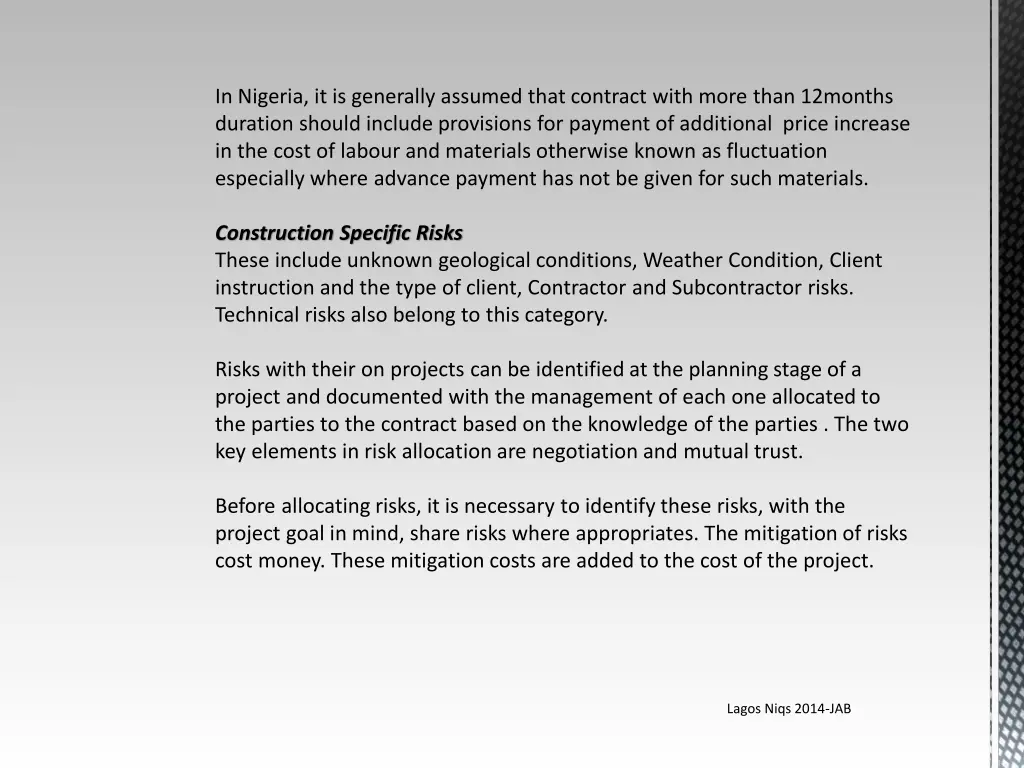 in nigeria it is generally assumed that contract