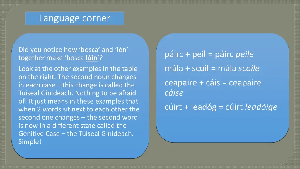 language corner 1