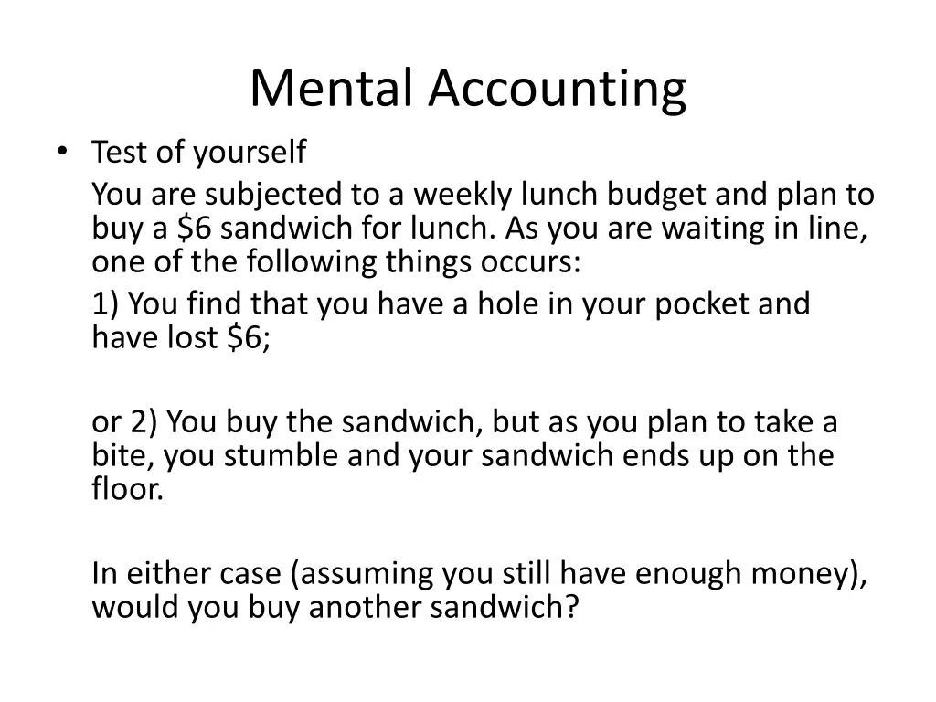mental accounting test of yourself