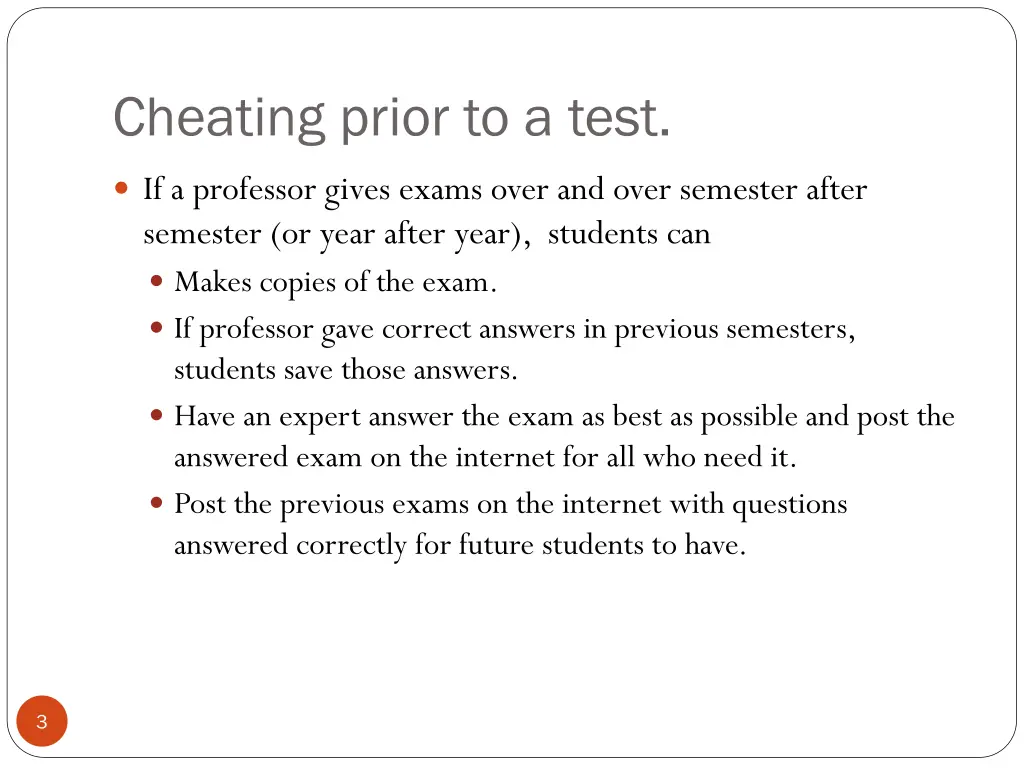 cheating prior to a test