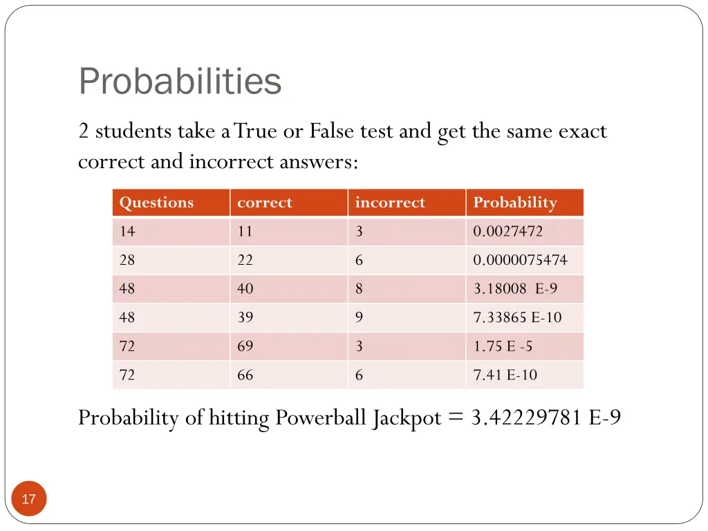 probabilities