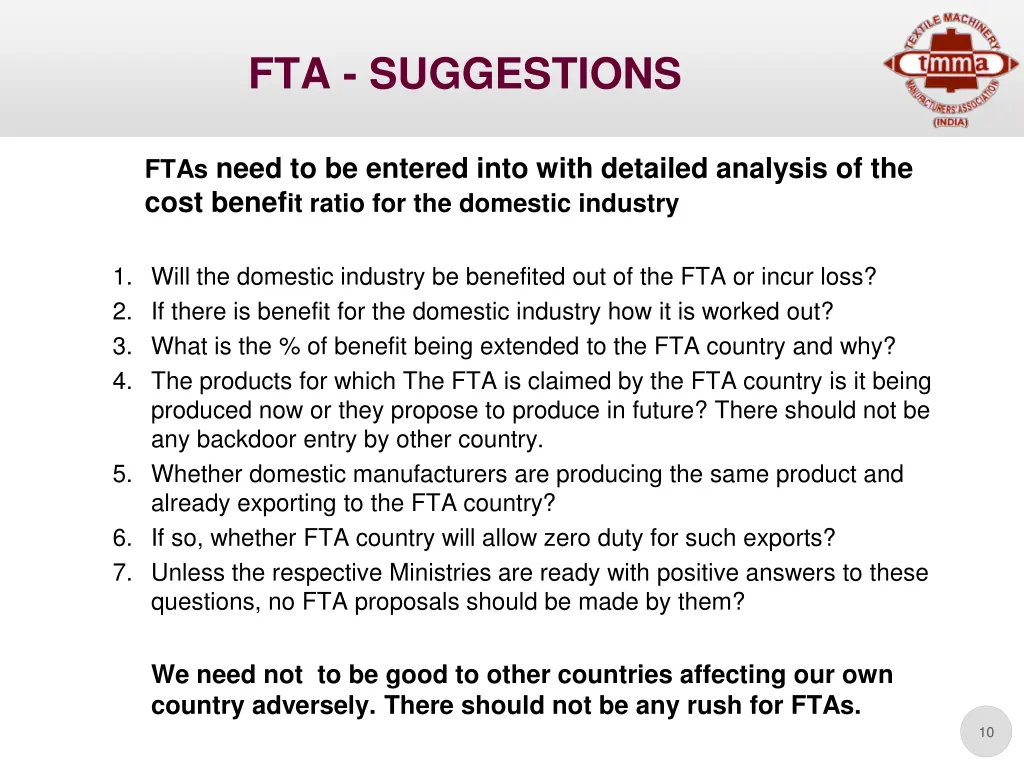 fta suggestions