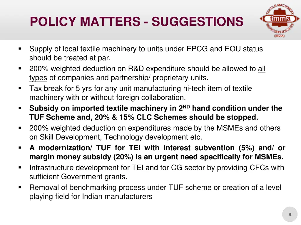 policy matters suggestions