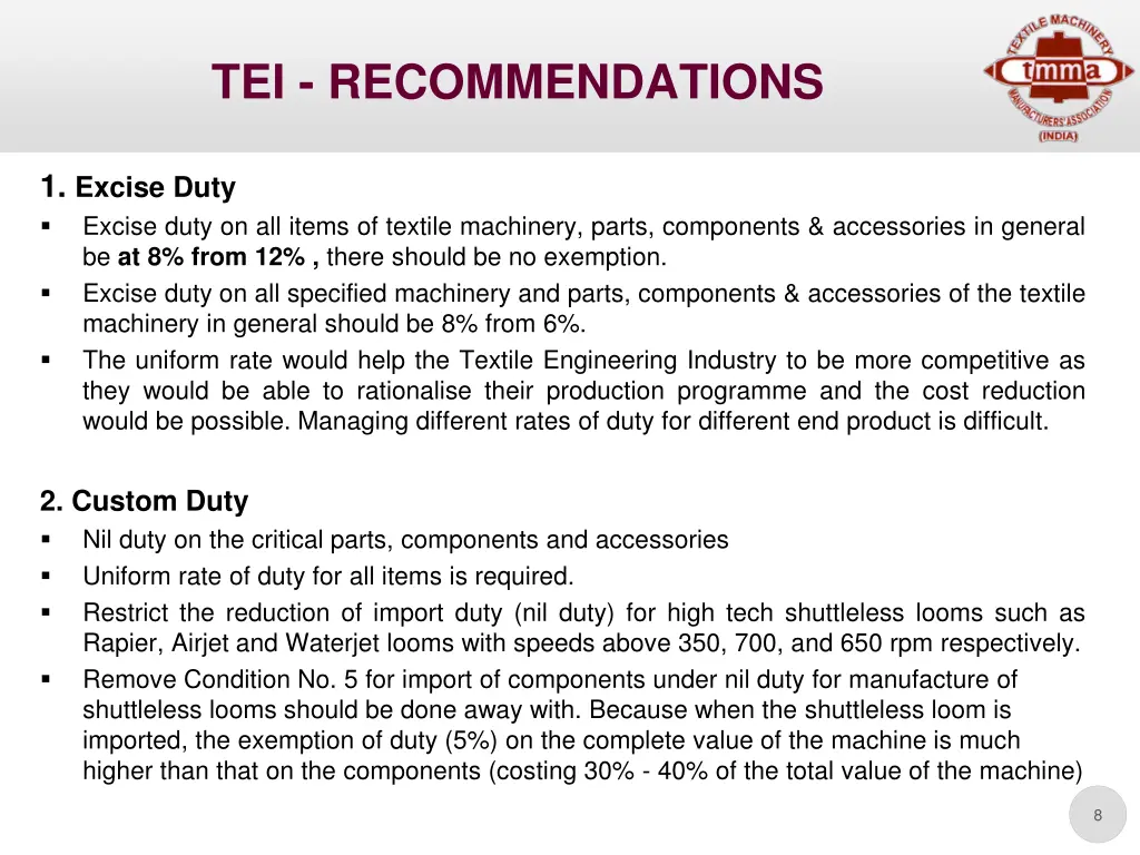 tei recommendations