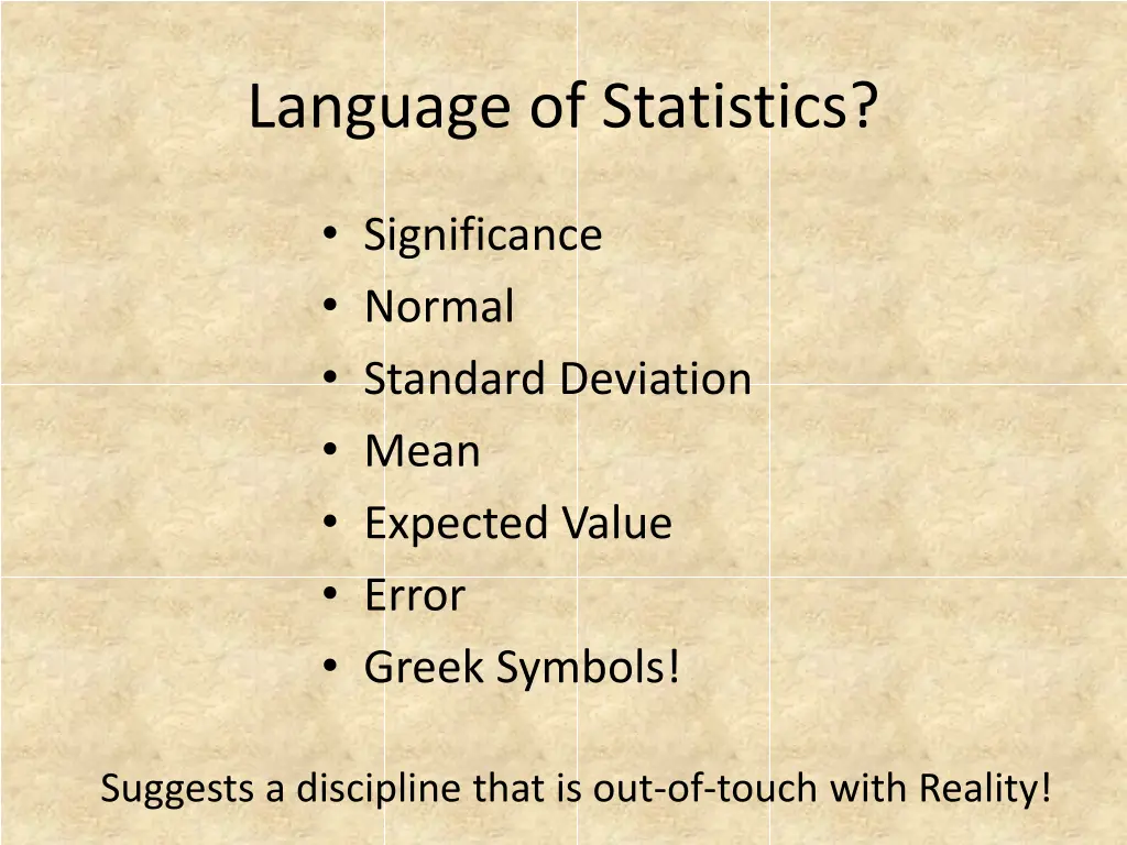 language of statistics