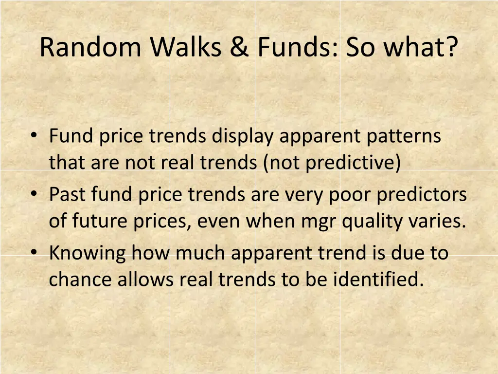 random walks funds so what