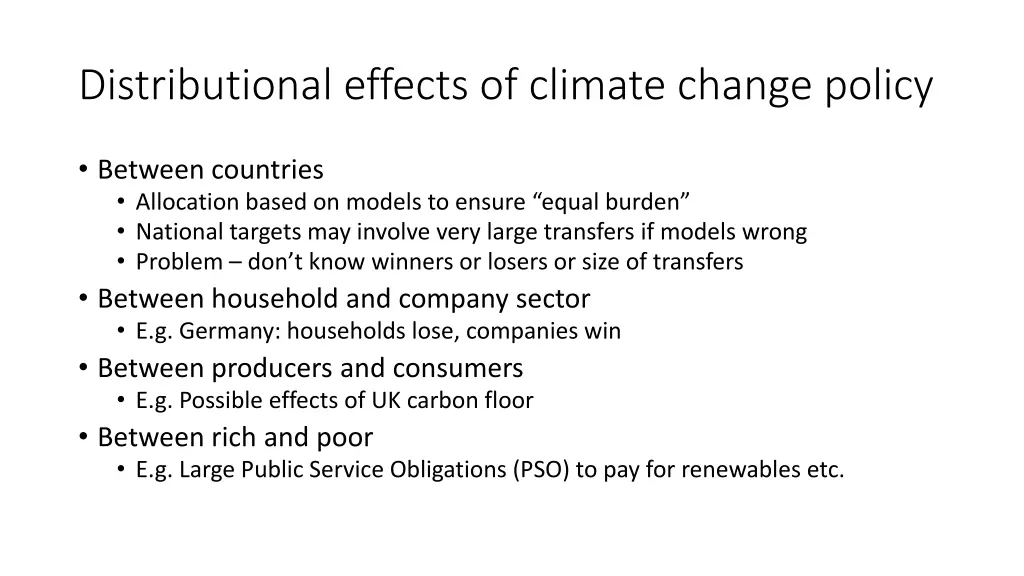 distributional effects of climate change policy