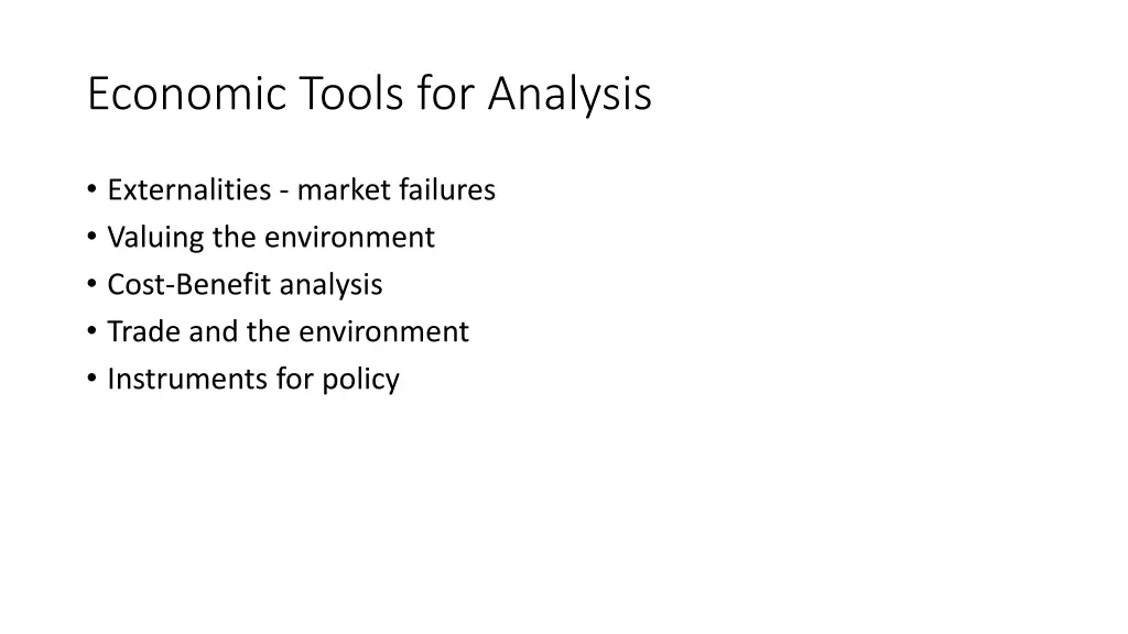 economic tools for analysis