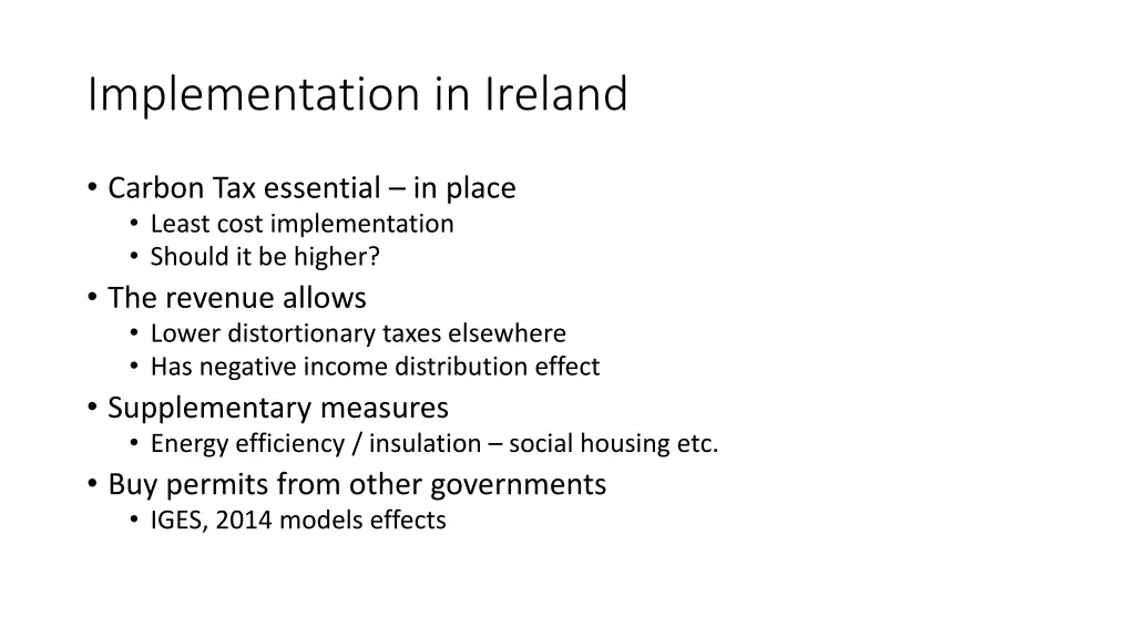 implementation in ireland