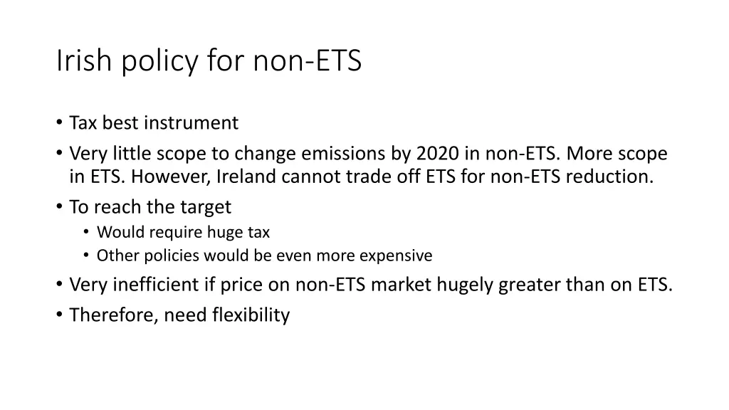 irish policy for non ets