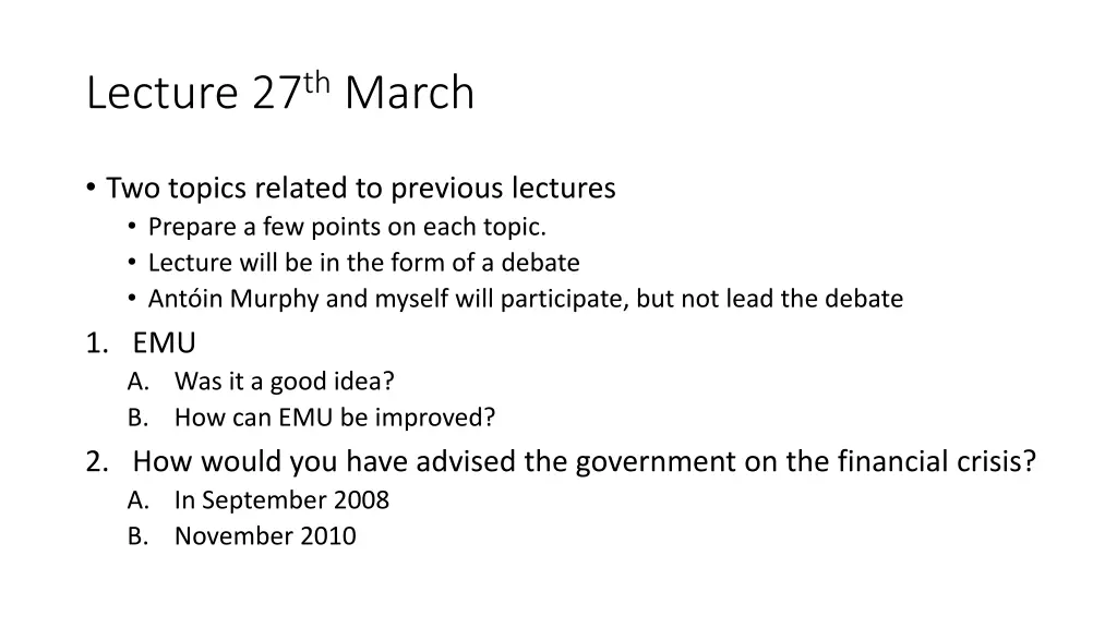lecture 27 th march
