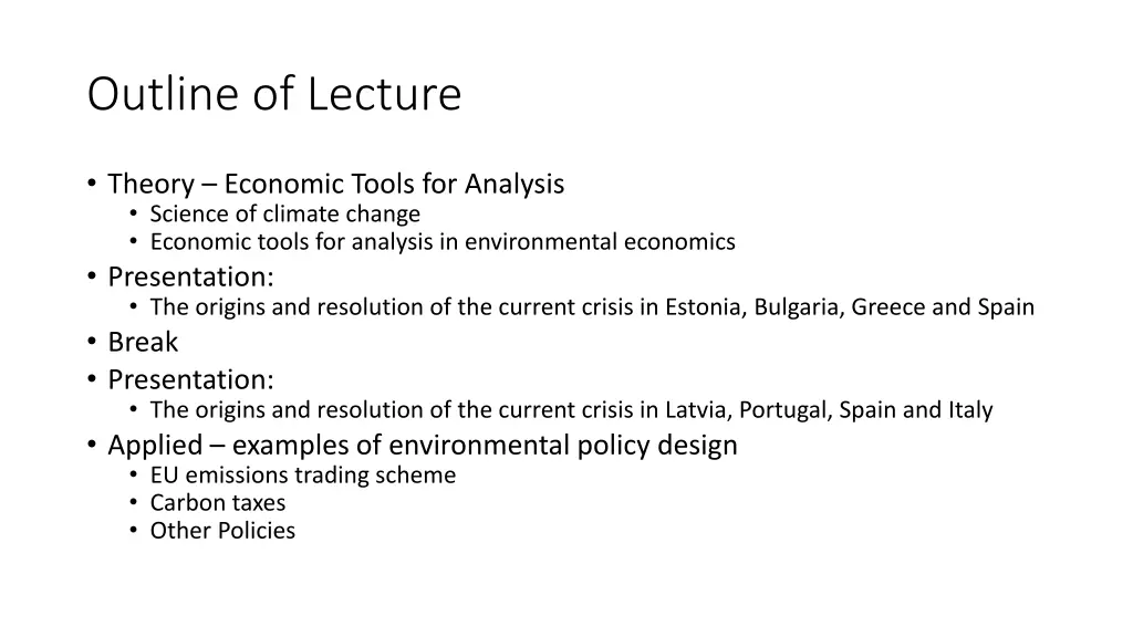 outline of lecture