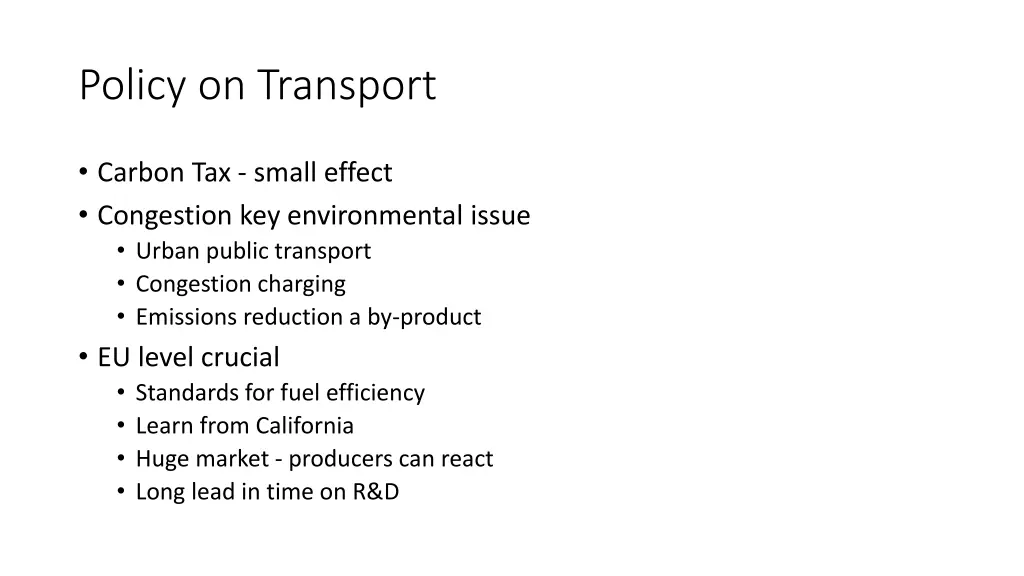 policy on transport