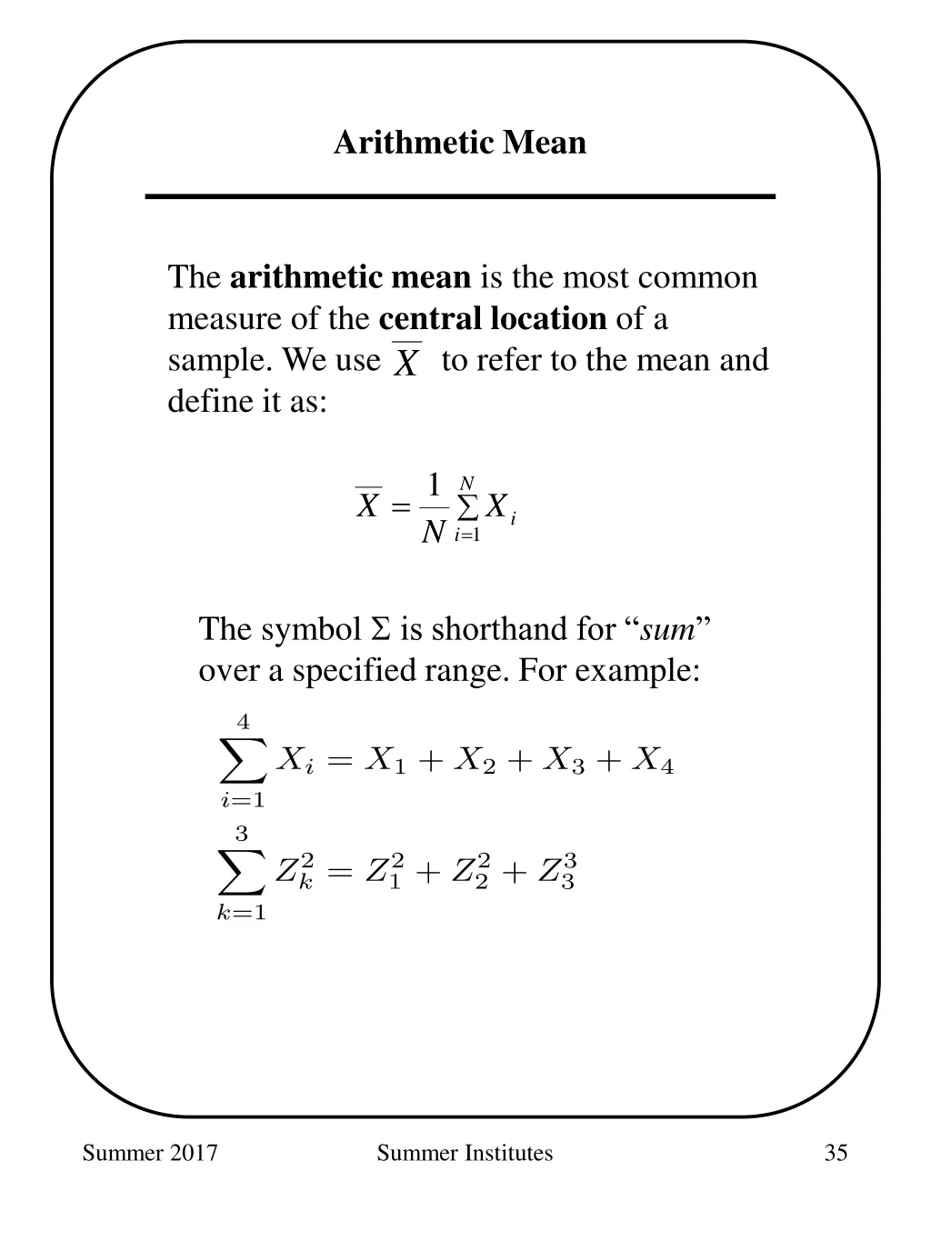 arithmetic mean