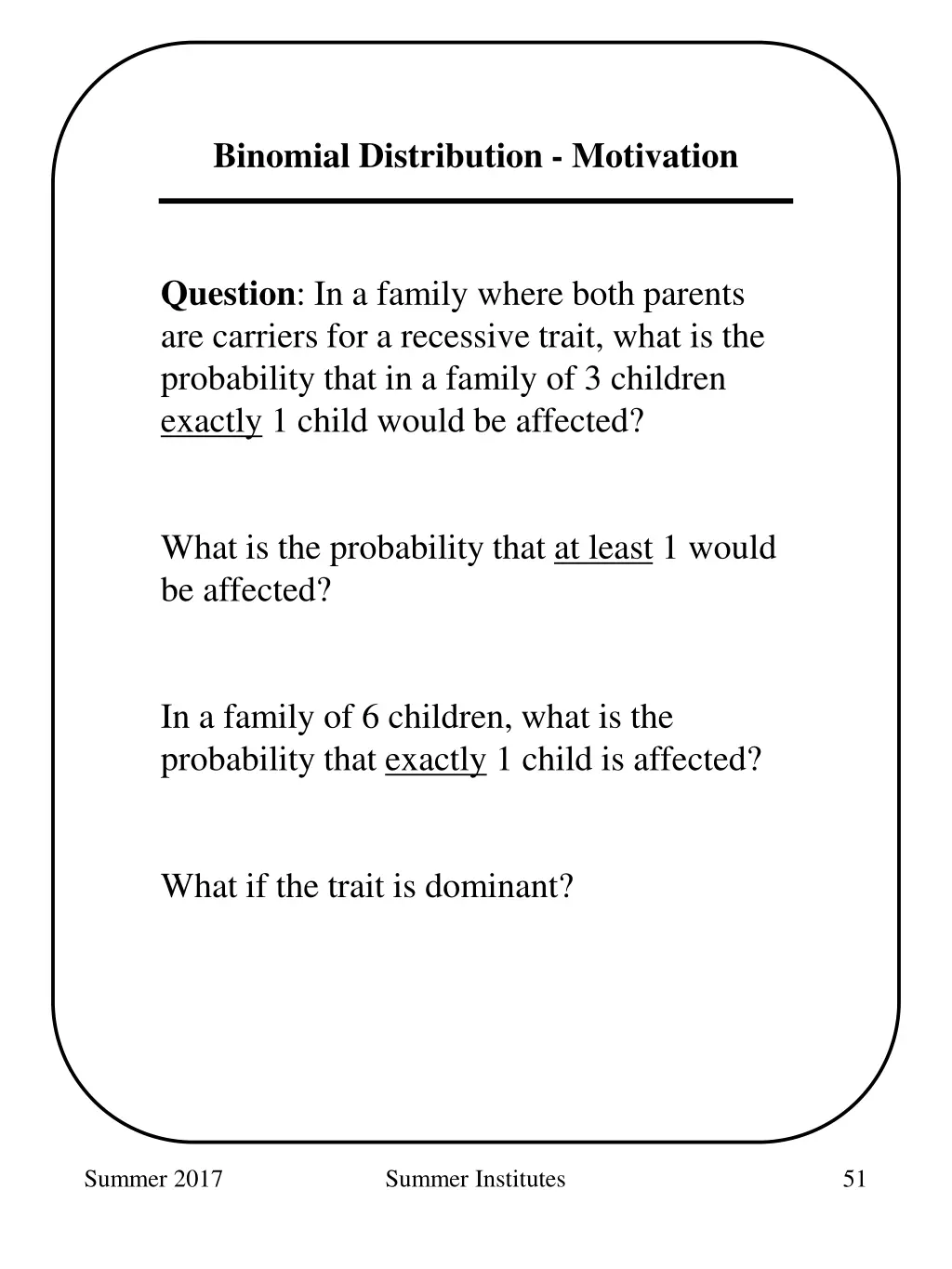 binomial distribution motivation