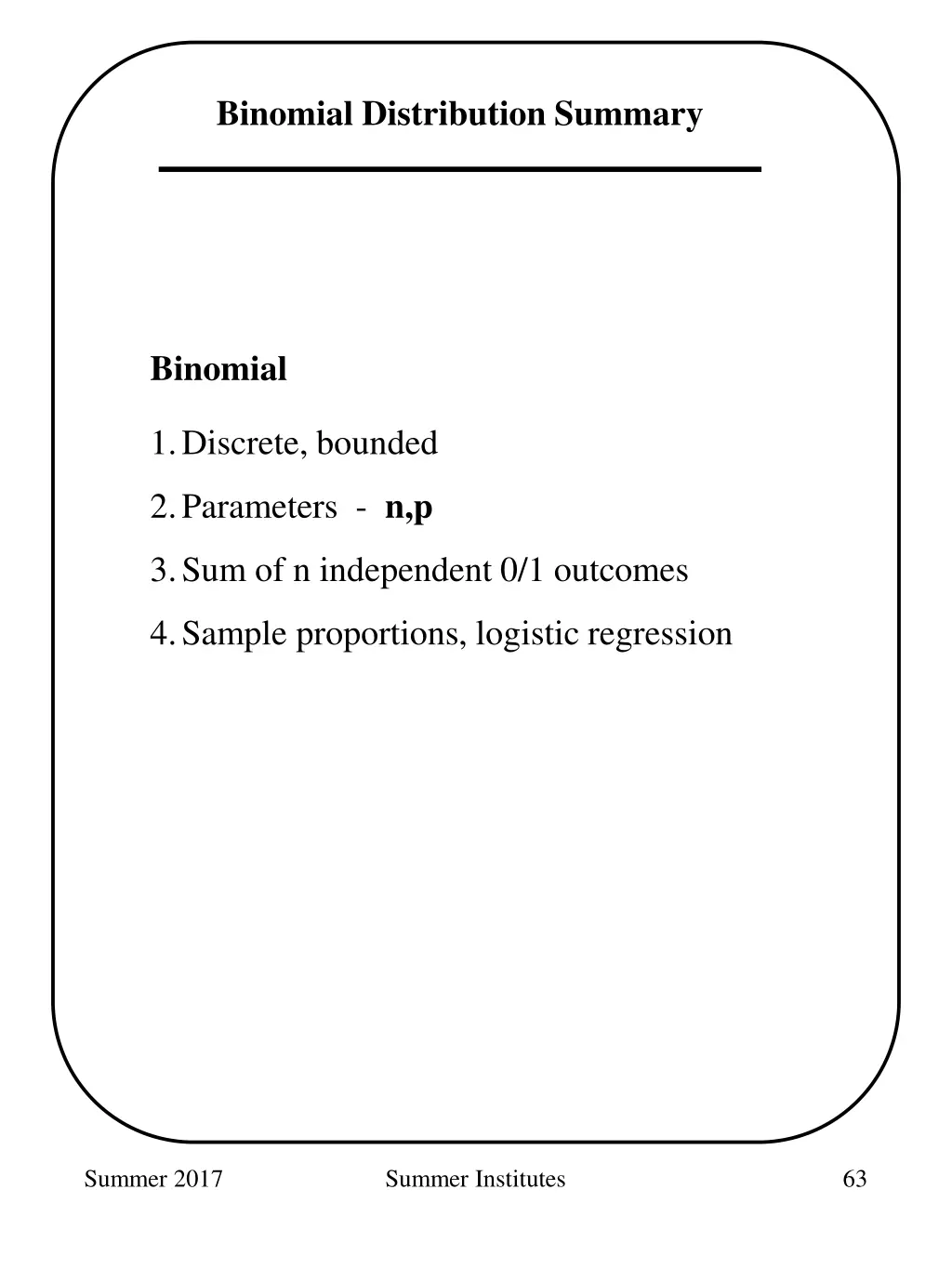 binomial distribution summary
