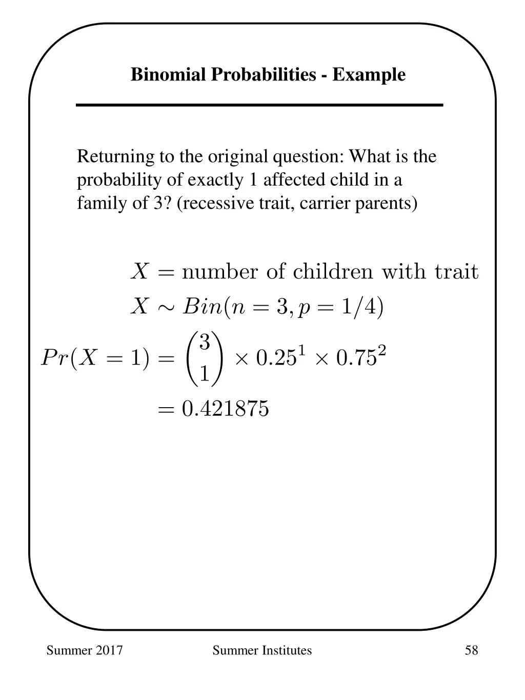 binomial probabilities example