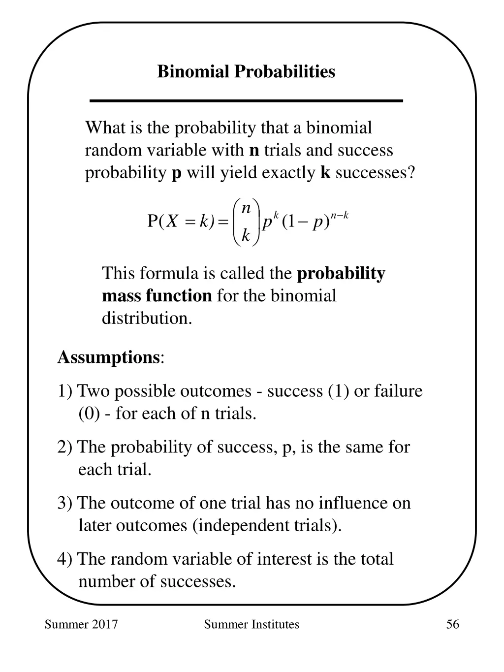 binomial probabilities