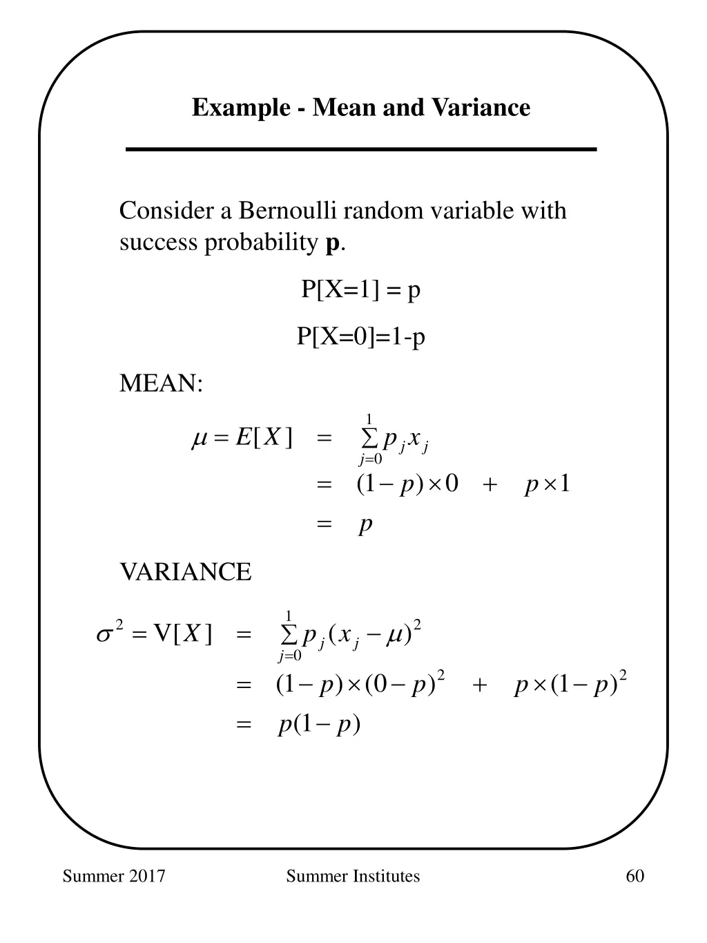 example mean and variance