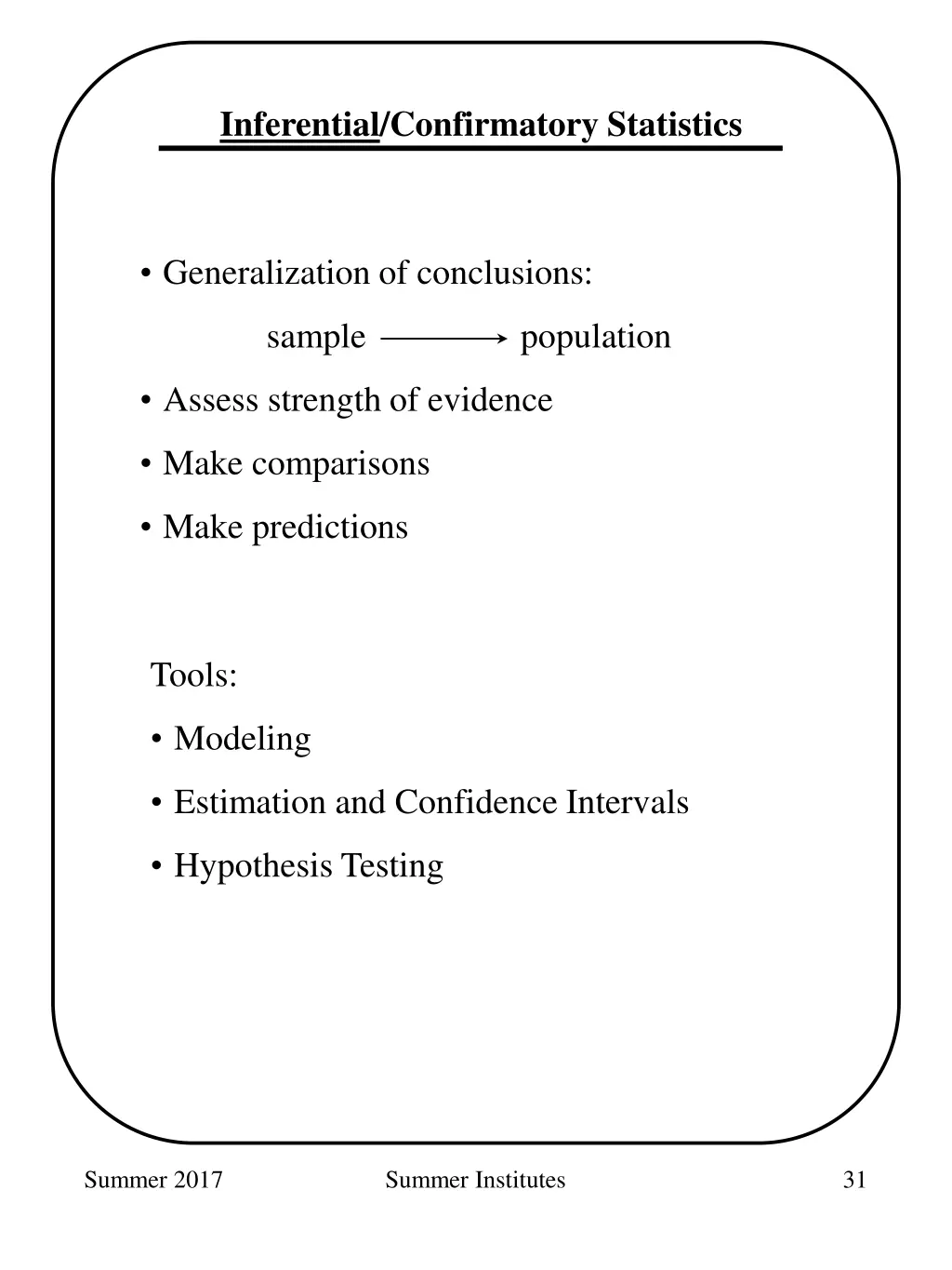 inferential confirmatory statistics