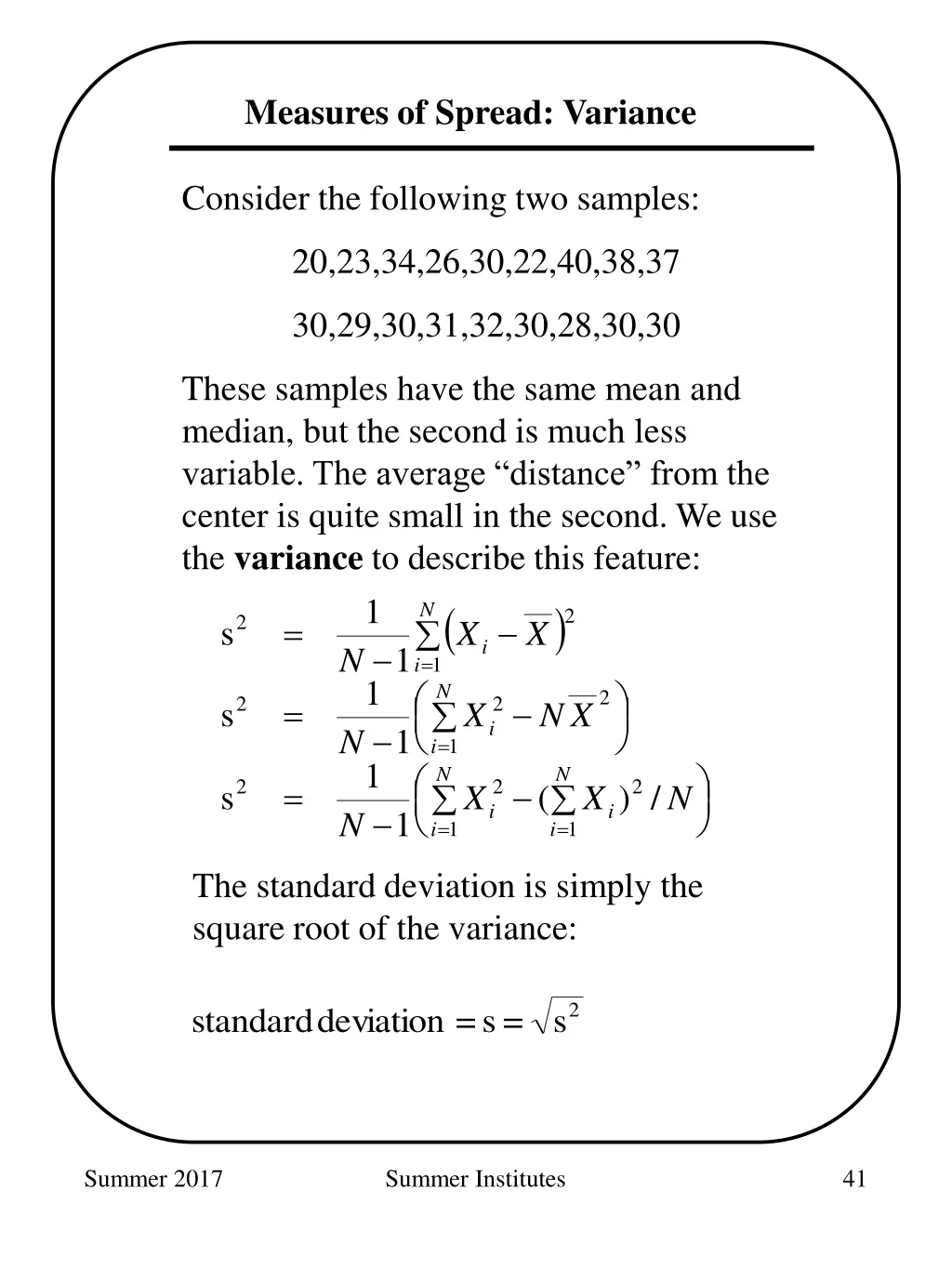 measures of spread variance