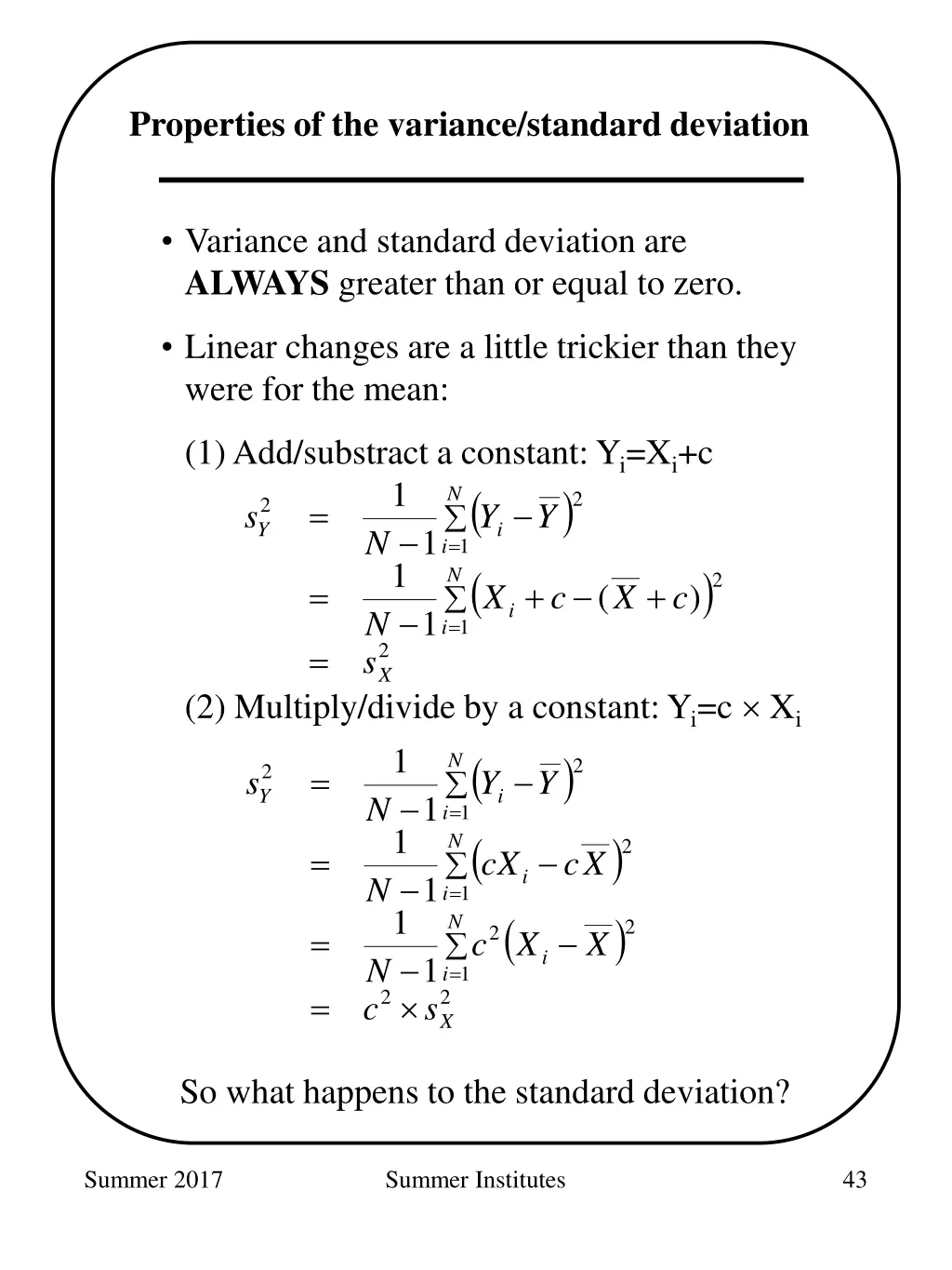 properties of the variance standard deviation