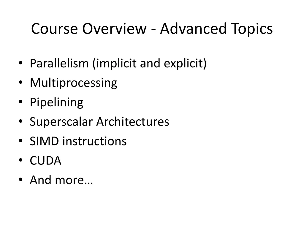 course overview advanced topics