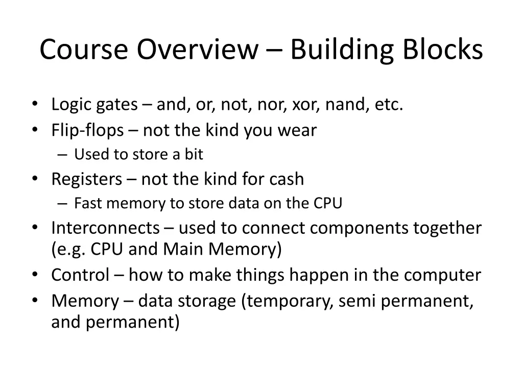 course overview building blocks