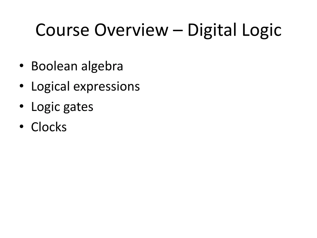 course overview digital logic