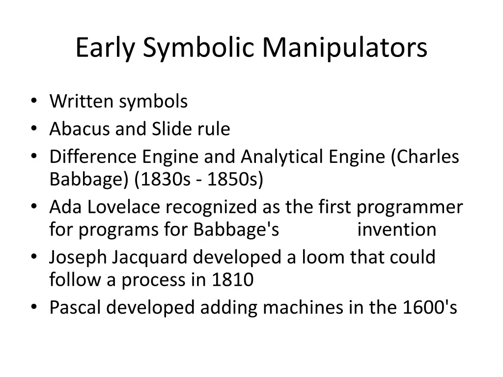early symbolic manipulators