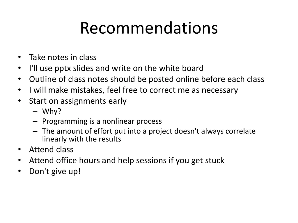 recommendations