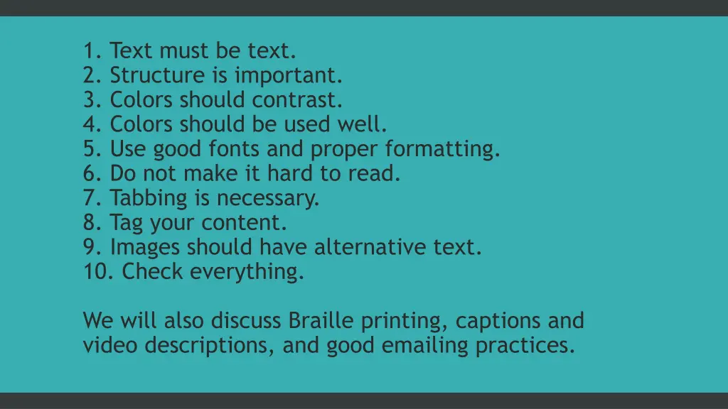 1 text must be text 2 structure is important