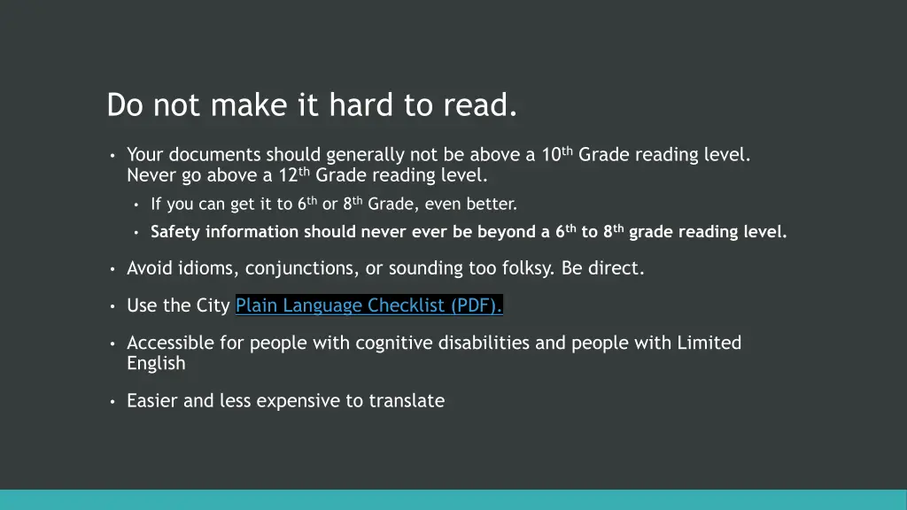 do not make it hard to read