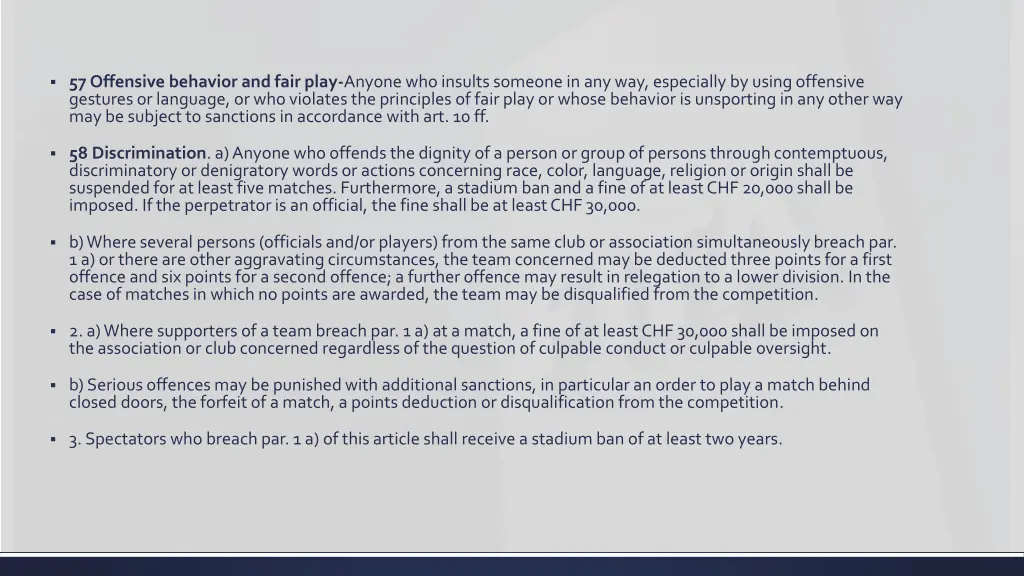 57 offensive behavior and fair play anyone