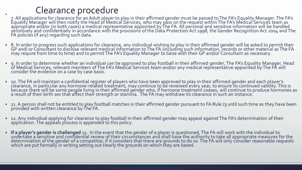 clearance procedure 7 all applications