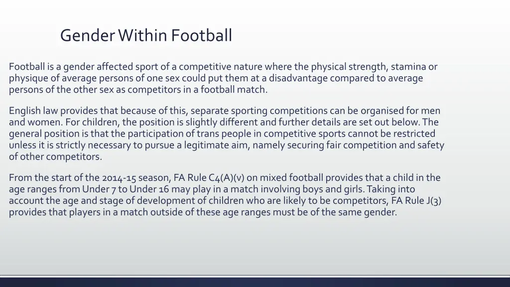 gender within football