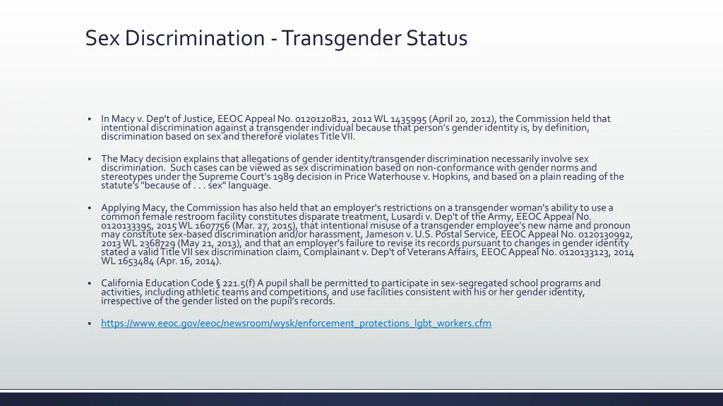 sex discrimination transgender status