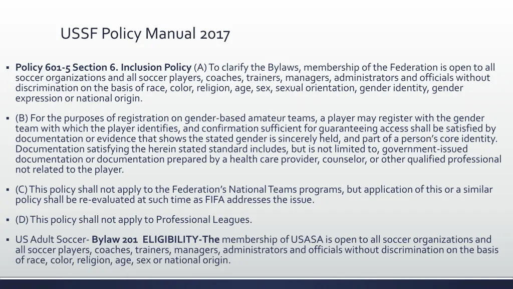 ussf policy manual 2017