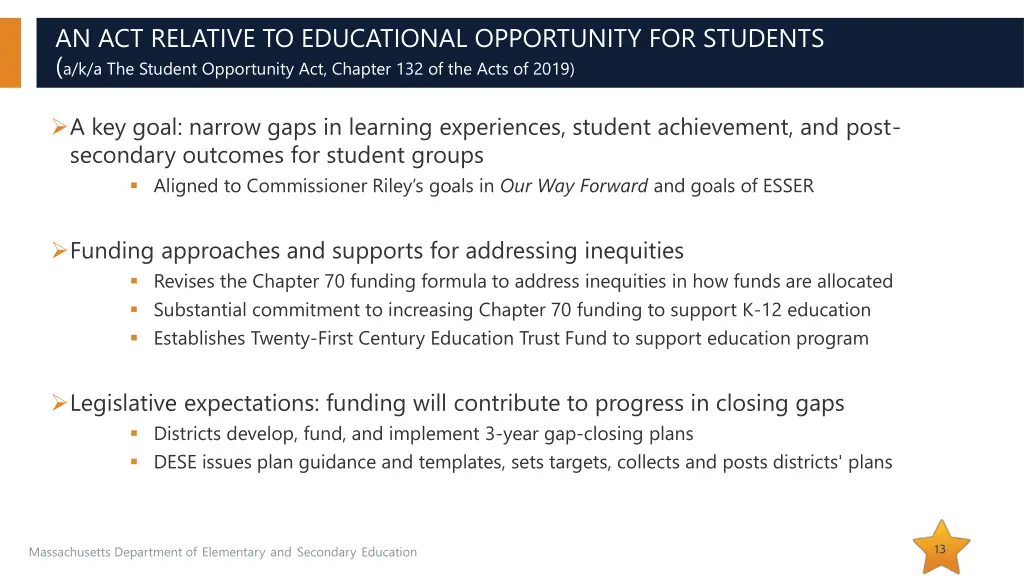 an act relative to educational opportunity