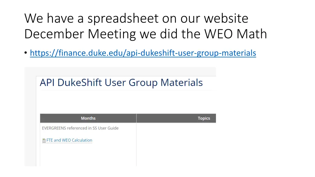 we have a spreadsheet on our website december