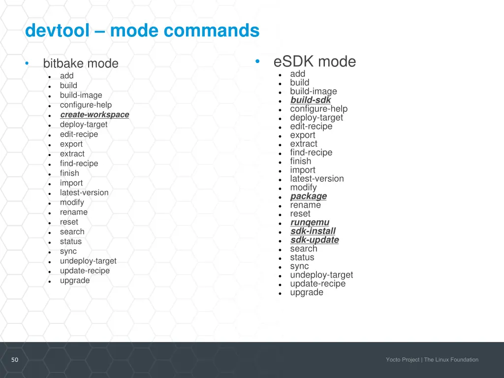 devtool mode commands