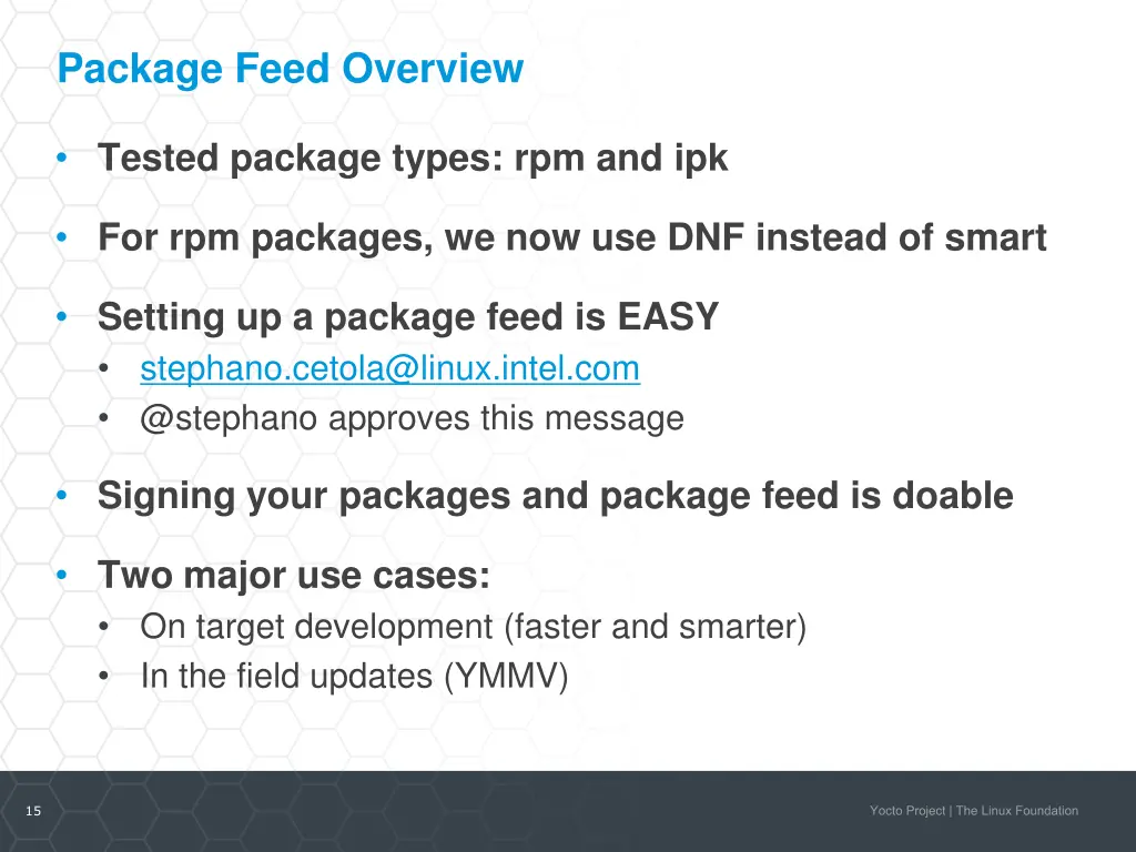 package feed overview 1