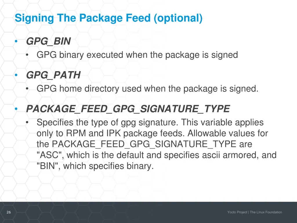 signing the package feed optional
