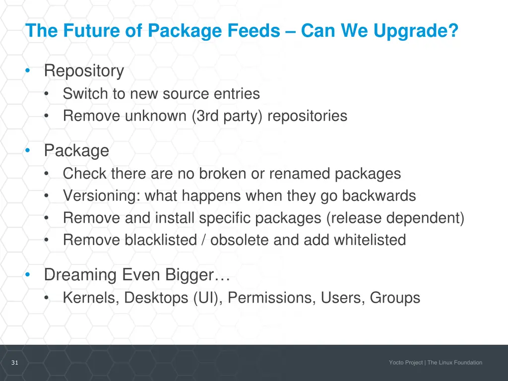 the future of package feeds can we upgrade