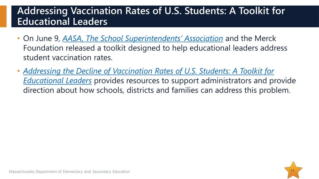 addressing vaccination rates of u s students